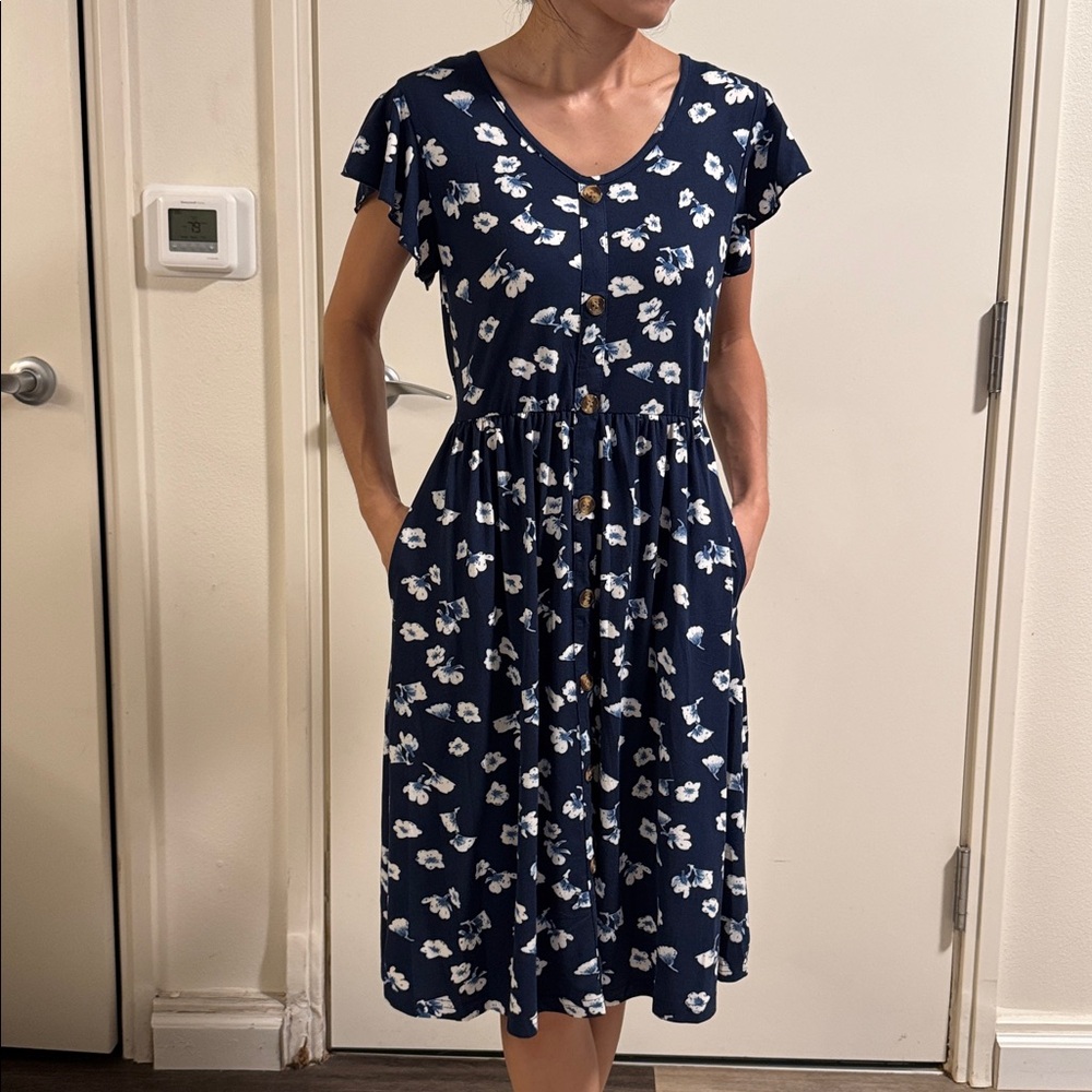 Navy Floral Dress